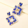 1 Pair Luxurious Shiny Square Plating Hollow Out Inlay Zinc Alloy Glass Dangling Earrings