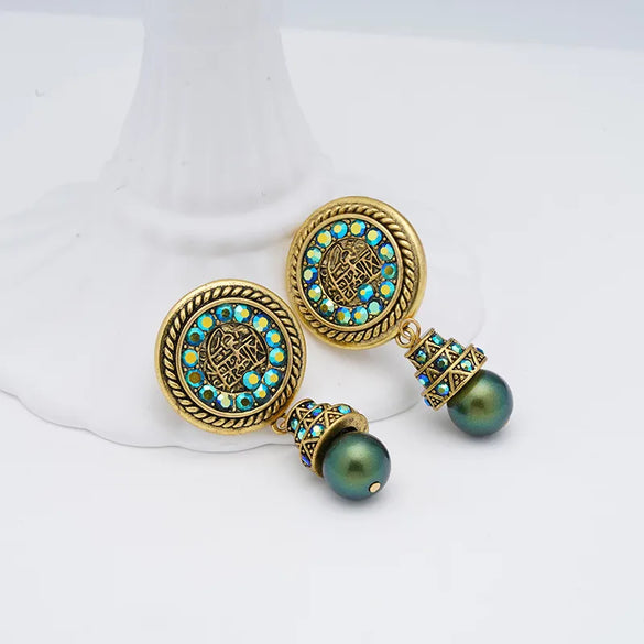 1 Pair Luxurious Simple Style Eye Solid Color Plating Inlay Copper Zircon Gold Plated Silver Plated Drop Earrings