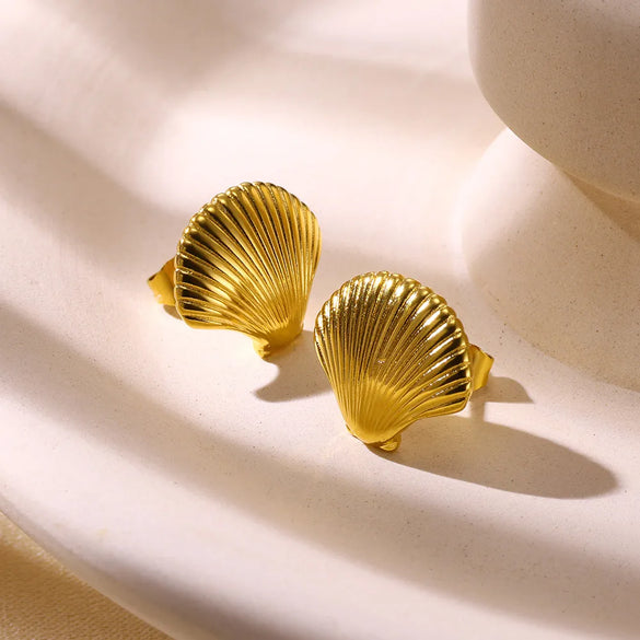 1 Pair Marine Style Classic Style Starfish Heart Shape Shell Plating 304 Stainless Steel Ear Studs