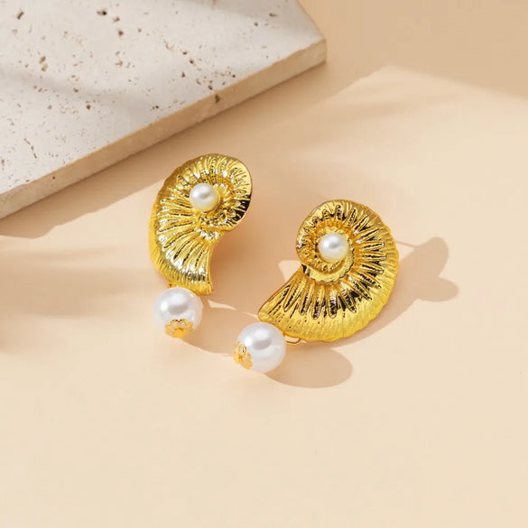1 Pair Marine Style Modern Style Starfish Conch Irregular Plating Alloy Ear Studs