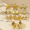1 Pair Marine Style Modern Style Starfish Conch Irregular Plating Alloy Ear Studs