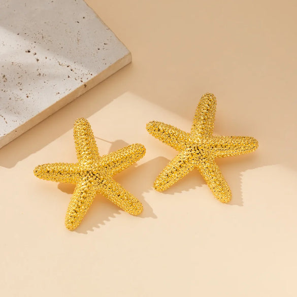 1 Pair Marine Style Modern Style Starfish Conch Irregular Plating Alloy Ear Studs