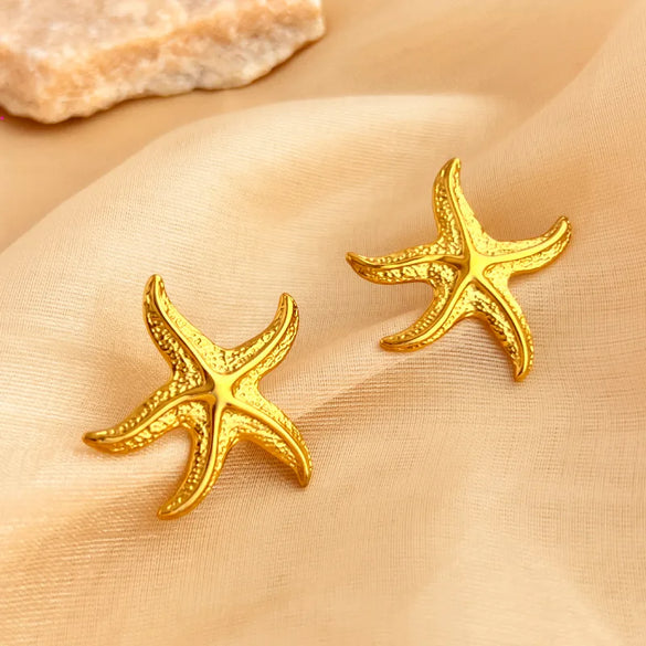 1 Pair Marine Style Simple Style Classic Style Starfish 201 Stainless Steel 18K Gold Plated Ear Studs