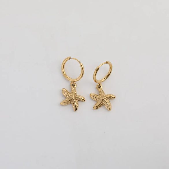 1 Pair Marine Style Simple Style Starfish Snails Shell Plating 304 Stainless Steel 18K Gold Plated Drop Earrings