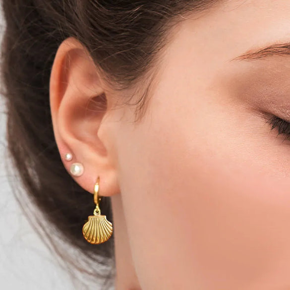 1 Pair Marine Style Simple Style Starfish Snails Shell Plating 304 Stainless Steel 18K Gold Plated Drop Earrings