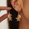 1 Pair Marine Style Starfish Shell Alloy Drop Earrings Ear Studs