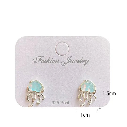 1 Pair Marine Style Sweet Starfish Shell Fish Tail Alloy Resin Drop Earrings Ear Studs