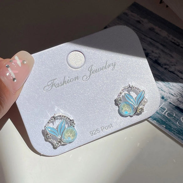 1 Pair Marine Style Sweet Starfish Shell Fish Tail Alloy Resin Drop Earrings Ear Studs