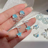 1 Pair Marine Style Sweet Starfish Shell Fish Tail Alloy Resin Drop Earrings Ear Studs