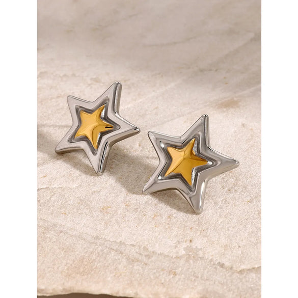 1 Pair Modern Style Classic Style Pentagram 304 Stainless Steel Ear Studs