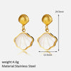 1 Pair Modern Style Simple Style Classic Style Shell Plating Inlay 304 Stainless Steel White Shell 18K Gold Plated Drop Earrings