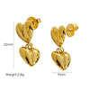 1 Pair Modern Style Simple Style Heart Shape Polishing 304 Stainless Steel 14K Gold Plated Drop Earrings