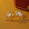 1 Pair Novelty Beach Commute Rectangle Inlay Copper Zircon 18K Gold Plated White Gold Plated Ear Studs