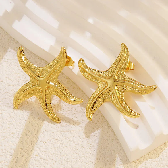 1 Pair Novelty Simple Style Classic Style Starfish 304 Stainless Steel Imitation Gold  Ear Studs