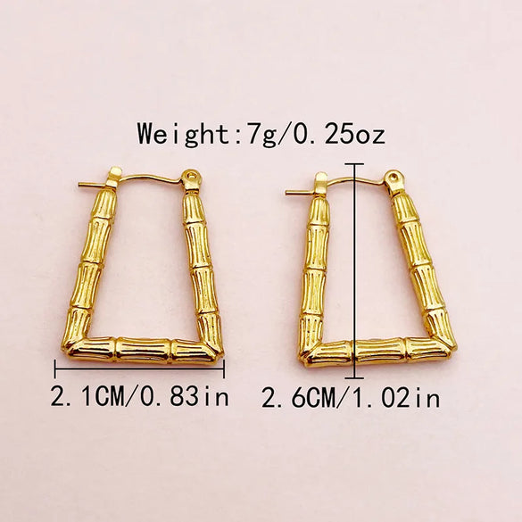1 Pair Novelty Simple Style Rectangle Plating 304 Stainless Steel Gold Plated Hoop Earrings