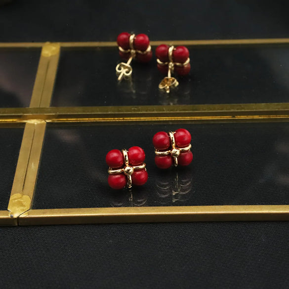 1 Pair Original Design Solid Color Plating Freshwater Pearl 18k Gold Plated Ear Studs