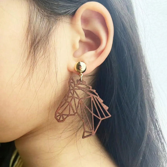 1 Pair Pastoral Simple Style Roman Style Animal Horse Wood Drop Earrings