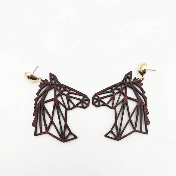 1 Pair Pastoral Simple Style Roman Style Animal Horse Wood Drop Earrings