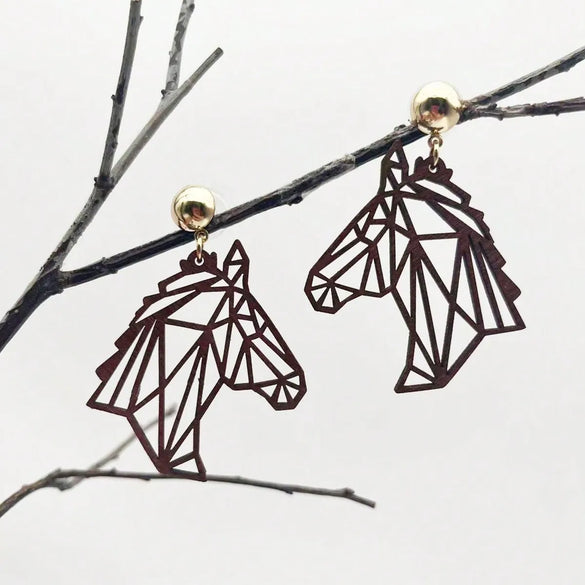 1 Pair Pastoral Simple Style Roman Style Animal Horse Wood Drop Earrings