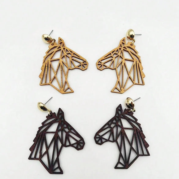 1 Pair Pastoral Simple Style Roman Style Animal Horse Wood Drop Earrings