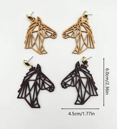 1 Pair Pastoral Simple Style Roman Style Animal Horse Wood Drop Earrings