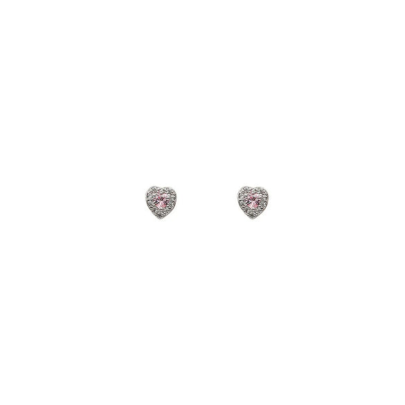 1 Pair Princess Sweet Heart Shape Plating Inlay Sterling Silver Zircon Ear Studs