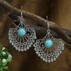 1 Pair Retro Bohemian Color Block Inlay Zinc Alloy Turquoise Drop Earrings