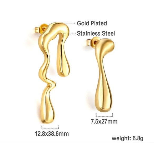1 Pair Retro Classic Style Geometric Plating 304 Stainless Steel Titanium Steel 18K Gold Plated Ear Studs