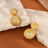 1 Pair Retro Commute Round Plating Carving Copper 18k Gold Plated Drop Earrings