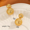 1 Pair Retro Commute Round Plating Carving Copper 18k Gold Plated Drop Earrings