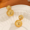 1 Pair Retro Commute Round Plating Carving Copper 18k Gold Plated Drop Earrings