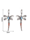 1 Pair Retro Dragonfly Plating Inlay Zinc Alloy Artificial Gemstones Silver Plated Drop Earrings
