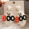 1 Pair Retro Exaggerated Ghost Asymmetrical Beaded Handmade Beaded Cloth Drop Earrings