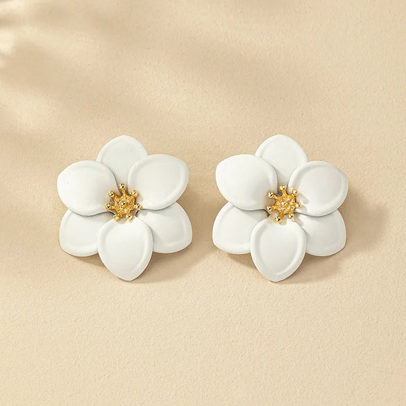 1 Pair Retro Flower Spray Paint Alloy Ear Studs