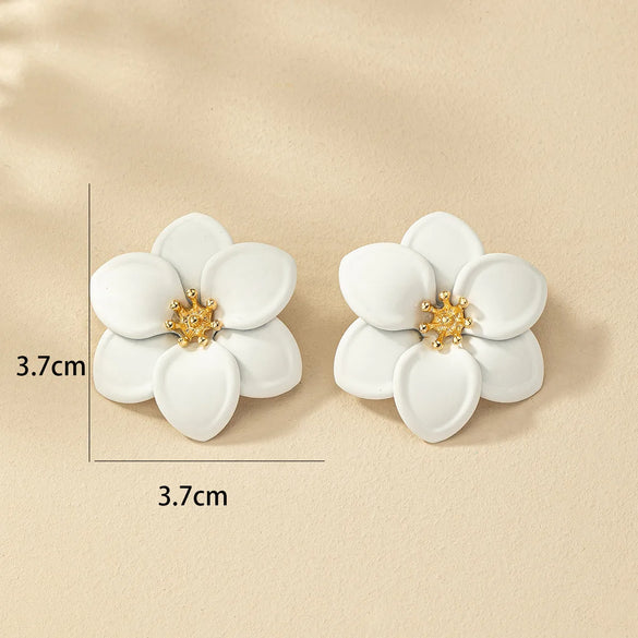 1 Pair Retro Flower Spray Paint Alloy Ear Studs