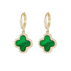 1 Pair Retro Four Leaf Clover Copper Inlay Zircon Drop Earrings