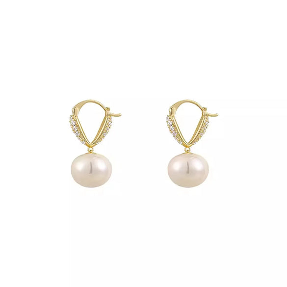 1 Pair Retro French Style IG Style Geometric Inlay Alloy Titanium Steel Artificial Pearls Zircon Drop Earrings Earrings Ear Studs