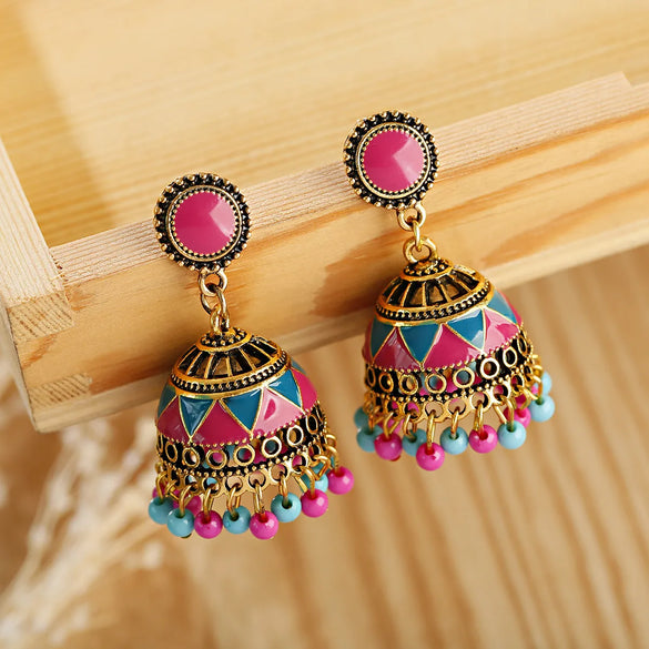 1 Pair Retro Geometric Color Block Alloy Drop Earrings