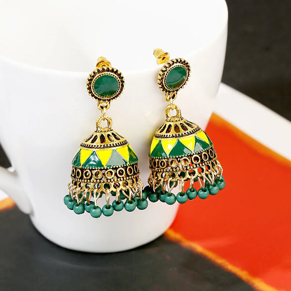 1 Pair Retro Geometric Color Block Alloy Drop Earrings