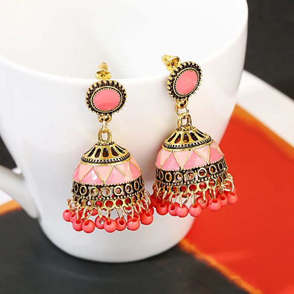 1 Pair Retro Geometric Color Block Alloy Drop Earrings