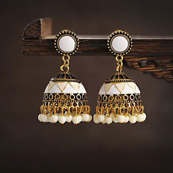 1 Pair Retro Geometric Color Block Alloy Drop Earrings