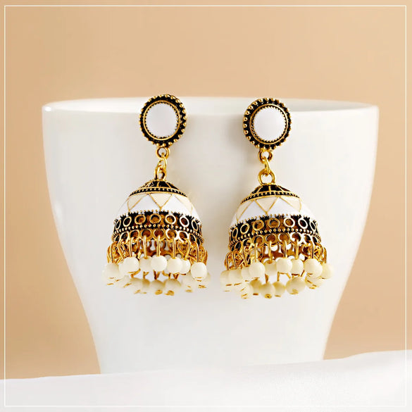 1 Pair Retro Geometric Color Block Alloy Drop Earrings