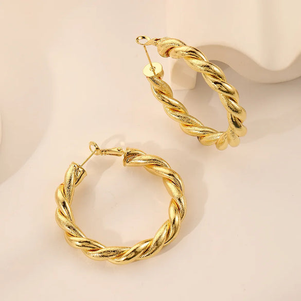 1 Pair Retro Geometric Plating Copper Hoop Earrings