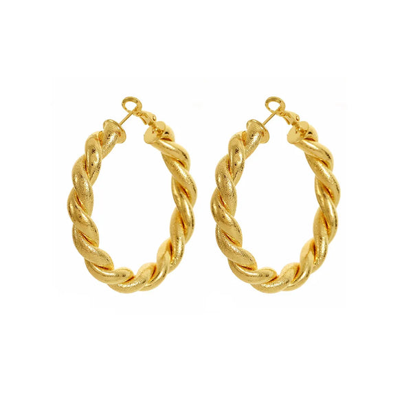 1 Pair Retro Geometric Plating Copper Hoop Earrings