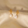1 Pair Retro Geometric Plating Inlay Copper Artificial Pearls 18k Gold Plated Drop Earrings