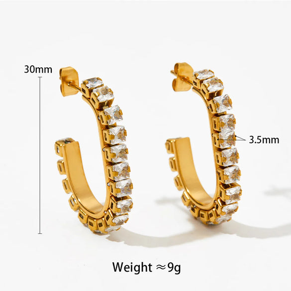 1 Pair Retro Roman Style Geometric Plating Inlay Stainless Steel Zircon Earrings