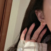 1 Pair Retro Round Polishing Pleated Sterling Silver Earrings