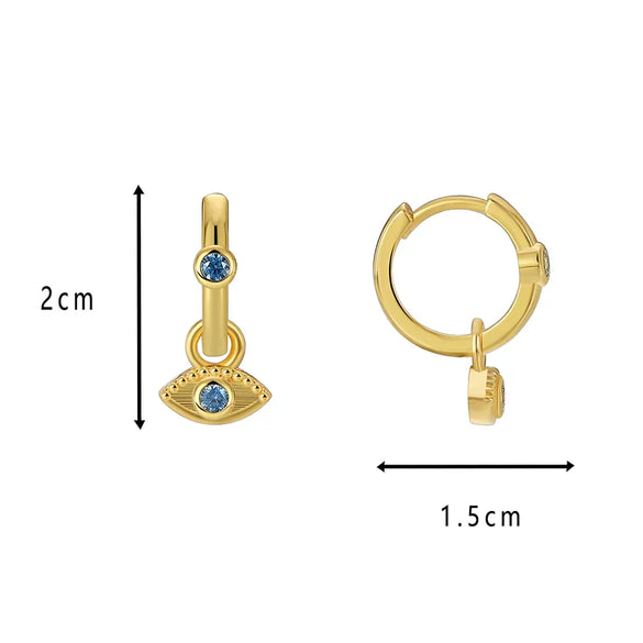 1 Pair Retro Simple Style Devil'S Eye Plating Inlay Copper Rhinestones Zircon 18k Gold Plated Drop Earrings