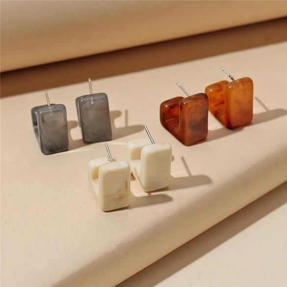 1 Pair Retro Simple Style Geometric Stoving Varnish Acetic Acid Sheets Ear Studs