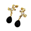 1 Pair Retro Water Droplets Bow Knot Plating Inlay Copper Zircon Drop Earrings